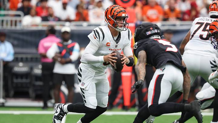 Sep 20, 2026; Houston, Texas, USA; Cincinnati Bengals quarterback Joe Burrow (9) runs with the ball during the game against the Houston Texans at Reliant Stadium. Mandatory Credit: Troy Taormina-Imagn Images Sep 20, 2026; Houston, Texas, USA; Cincinnati Bengals quarterback Joe Burrow (9) runs with the ball during the game against the Houston Texans at Reliant Stadium. Mandatory Credit: Troy Taormina-Imagn Images