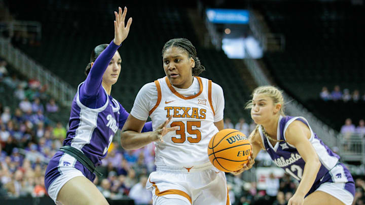 Mar 11, 2024; Kansas City, MO, USA; Texas Longhorns forward Madison Booker (35) drives to the basket