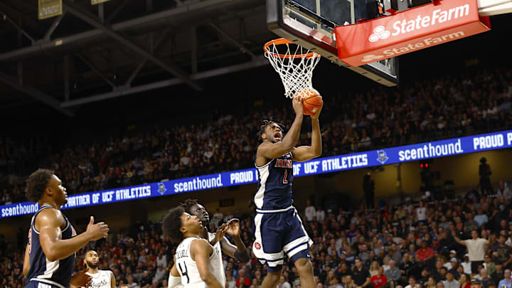Jan 17, 2026; Orlando, Florida, USA;  Arizona Wildcats forward Dwayne Aristode (2) goes up for a shot in the second half against the Central Florida Knights at Addition Financial Arena. Mandatory Credit: Russell Lansford-Imagn Images