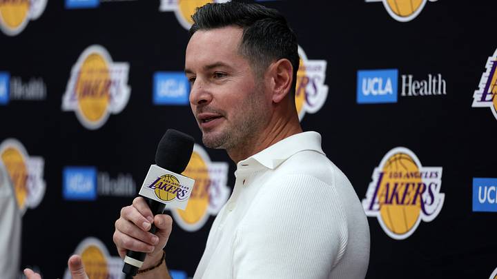 Sep 24, 2026; Los Angeles, CA, USA;  Los Angeles Lakers head coach JJ Redick speaks to the media during a press conference at UCLA Health Training Center. Mandatory Credit: Kiyoshi Mio-Imagn Images