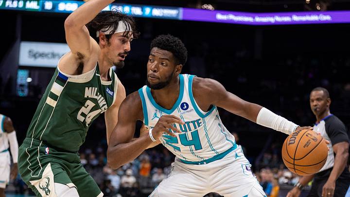Oct 11, 2026; Charlotte, North Carolina, USA; Charlotte Hornets forward Brandon Miller (24) drives on Milwaukee Bucks forward Jaime Jaquez Jr. (24) during the first quarter at Spectrum Center. Mandatory Credit: Scott Kinser-Imagn Images Oct 11, 2026; Charlotte, North Carolina, USA; Charlotte Hornets forward Brandon Miller (24) drives on Milwaukee Bucks forward Jaime Jaquez Jr. (24) during the first quarter at Spectrum Center. Mandatory Credit: Scott Kinser-Imagn Images