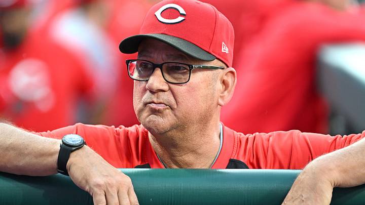 May 19, 2026; Philadelphia, Pennsylvania, USA; Cincinnati Reds manager Terry Francona (77) in the dugout against the Philadelphia Phillies at Citizens Bank Park. Mandatory Credit: Eric Hartline-Imagn Images May 19, 2026; Philadelphia, Pennsylvania, USA; Cincinnati Reds manager Terry Francona (77) in the dugout against the Philadelphia Phillies at Citizens Bank Park. Mandatory Credit: Eric Hartline-Imagn Images