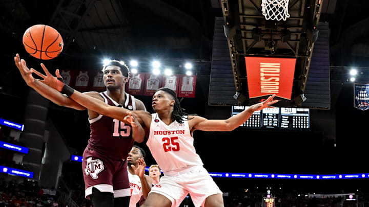 Dec 16, 2023; Houston, Texas, USA; Texas A&M Aggies forward Henry Coleman III (15) and Houston
