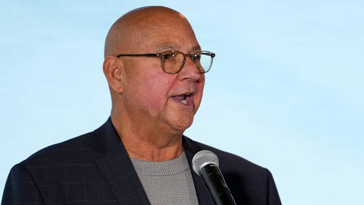 New Cincinnati Reds manager Terry Francona speaks during an event to introduce the new manager of the Cincinnati Reds at Great American Ball Park in downtown Cincinnati on Monday, Oct. 7, 2024. New Cincinnati Reds manager Terry Francona speaks during an event to introduce the new manager of the Cincinnati Reds at Great American Ball Park in downtown Cincinnati on Monday, Oct. 7, 2024.