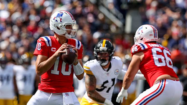 The New England Patriots and quarterback Drake Maye are favored in Week 2. The New England Patriots and quarterback Drake Maye are favored in Week 2.