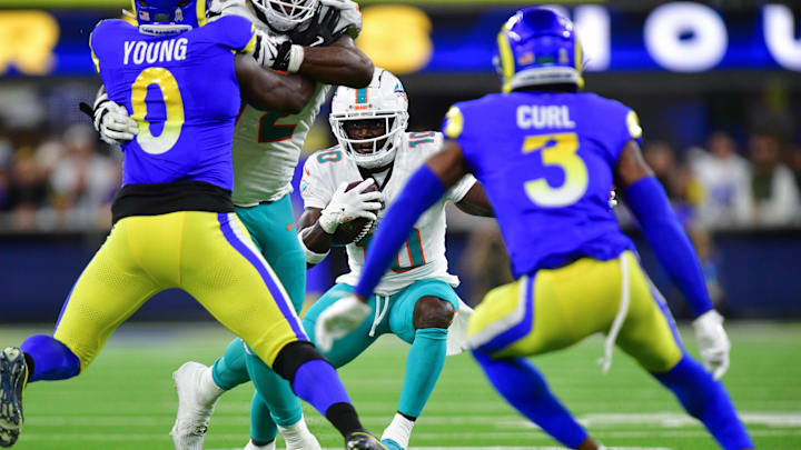 Miami Dolphins wide receiver Tyreek Hill (10). Mandatory Credit: Gary A. Vasquez-Imagn Images Miami Dolphins wide receiver Tyreek Hill (10). Mandatory Credit: Gary A. Vasquez-Imagn Images