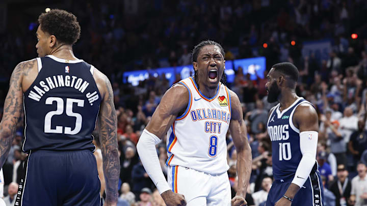 Mar 14, 2024; Oklahoma City, Oklahoma, USA; Oklahoma City Thunder forward Jalen Williams (8) Mar 14, 2024; Oklahoma City, Oklahoma, USA; Oklahoma City Thunder forward Jalen Williams (8)