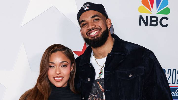 Jordyn Woods and Karl-Anthony Towns posing for a photo. Jordyn Woods and Karl-Anthony Towns posing for a photo.