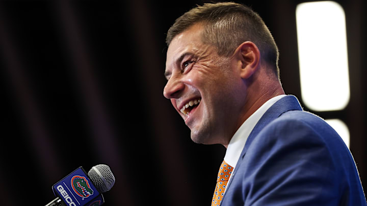 Florida Football Hosts Press Conference Introducing New Head Coach Jon Sumrall Florida Football Hosts Press Conference Introducing New Head Coach Jon Sumrall