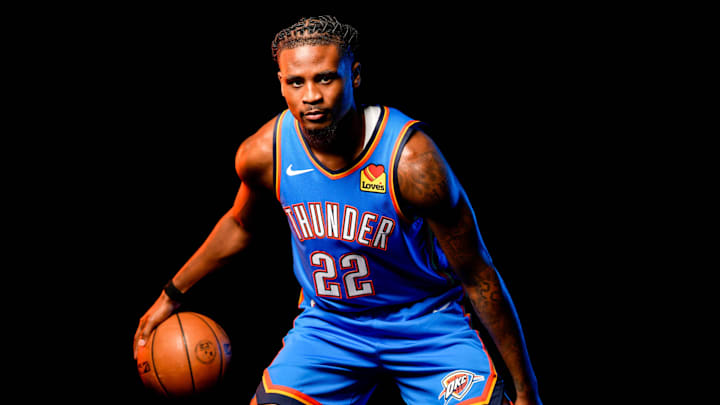 Cason Wallace is pictured during the Thunder media day at the Paycom Center in Oklahoma City, on Monday, Sept. 30, 2024.
