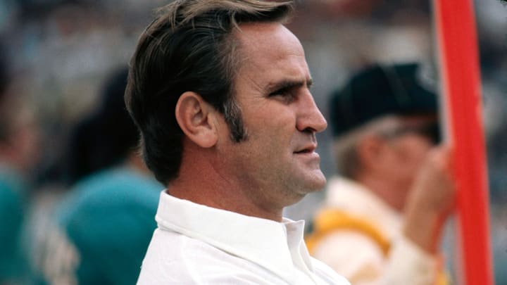Don Shula, Closeup. Coach of the Miami Dolphins, before the NFL football game against the Baltimore