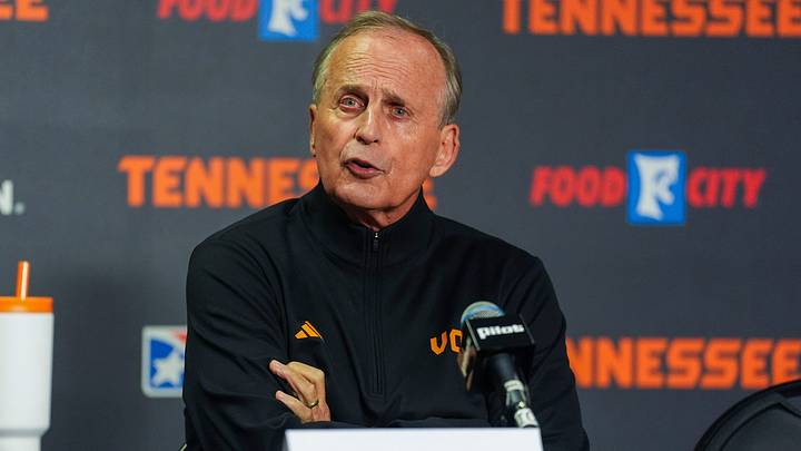 Tennessee coach Rick Barnes speaks with media during the Tennessee men’s basketball media day at Thompson-Boling Arena at Food City Center on Oct. 6, 2026. Tennessee coach Rick Barnes speaks with media during the Tennessee men’s basketball media day at Thompson-Boling Arena at Food City Center on Oct. 6, 2026.