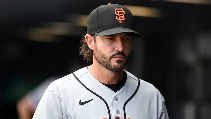 May 31, 2026; Denver, Colorado, USA; San Francisco Giants manager Tony Vitello (23) walks in the dugout against the Colorado Rockies at Coors Field. Mandatory Credit: Christopher Hanewinckel-Imagn Images