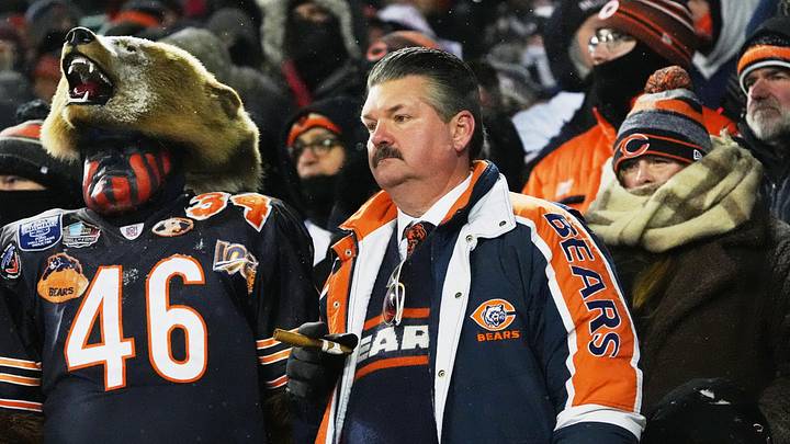 Jan 18, 2026; Chicago, IL, USA; Chicago Bears fans look on during the fourth quarter of an NFC Divisional Round game against the Los Angeles Rams at Soldier Field. Mandatory Credit: David Banks-Imagn Images