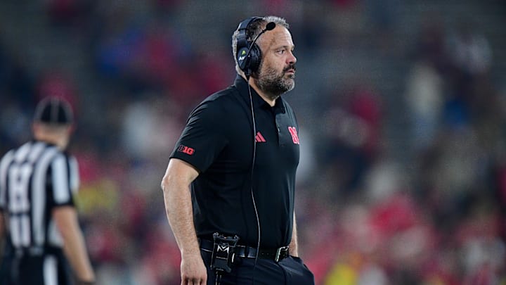 Nebraska Cornhuskers head coach Matt Rhule watches game action against the UCLA Bruins during the second half at the Rose Bowl. 