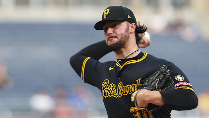 Pittsburgh Pirates starting pitcher Paul Skenes (30) delivers a pitch against the Chicago Cubs during the first inning at PNC Park. 