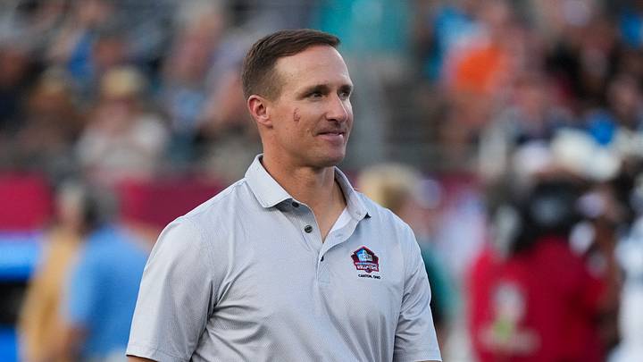 Aug 6, 2026; Canton, Ohio, USA; Professional Football Hall of Fame enshrinee former New Orleans Saints quarterback Drew Brees in attendance prior other the game between the Arizona Cardinals and the Carolina Panthers at Tom Benson Hall of Fame Stadium. Mandatory Credit: Kirby Lee-Imagn Images Aug 6, 2026; Canton, Ohio, USA; Professional Football Hall of Fame enshrinee former New Orleans Saints quarterback Drew Brees in attendance prior other the game between the Arizona Cardinals and the Carolina Panthers at Tom Benson Hall of Fame Stadium. Mandatory Credit: Kirby Lee-Imagn Images