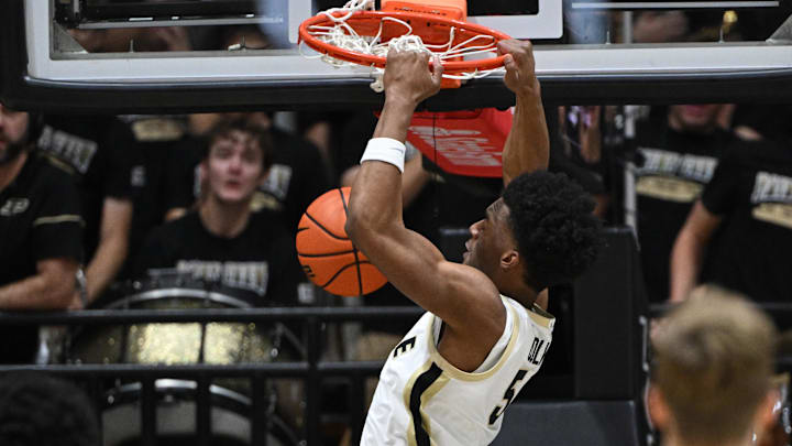 Purdue Boilermakers guard Myles Colvin (5) dunks the ball Purdue Boilermakers guard Myles Colvin (5) dunks the ball