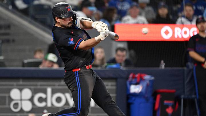 Apr 10, 2026; Toronto, Ontario, CAN; Toronto Blue Jays left fielder Davis Schneider (36) hits an RBI single against the Minnesota Twins in the seventh inning at Rogers Centre. Mandatory Credit: Dan Hamilton-Imagn Images Apr 10, 2026; Toronto, Ontario, CAN; Toronto Blue Jays left fielder Davis Schneider (36) hits an RBI single against the Minnesota Twins in the seventh inning at Rogers Centre. Mandatory Credit: Dan Hamilton-Imagn Images
