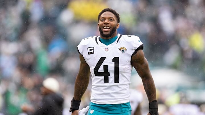 Oct 2, 2022; Philadelphia, Pennsylvania, USA; Jacksonville Jaguars linebacker Josh Allen (41) before
