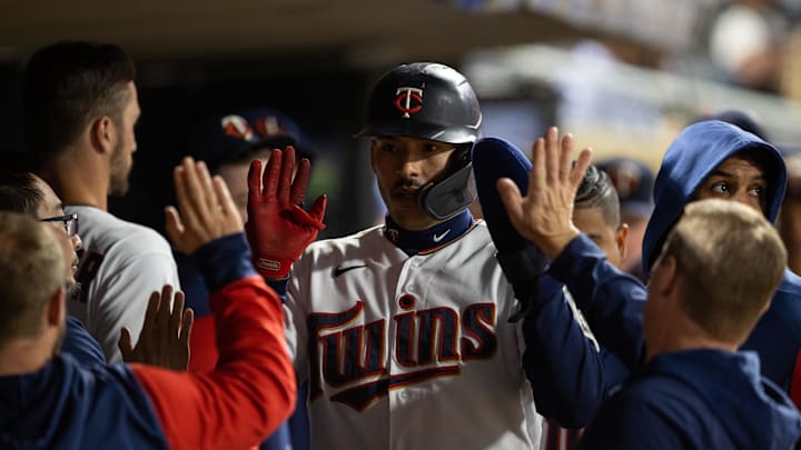 Sep 28, 2022; Minneapolis, Minnesota, USA; Minnesota Twins designated hitter Carlos Correa (4)