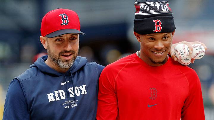 Apr 19, 2024; Pittsburgh, Pennsylvania, USA; Boston Red Sox hitting coach Peter Fatse (right) and outfielder Ceddanne Rafaela (43) talk at the batting cage before the game against the Pittsburgh Pirates at PNC Park. Mandatory Credit: Charles LeClaire-USA TODAY Sports Apr 19, 2024; Pittsburgh, Pennsylvania, USA; Boston Red Sox hitting coach Peter Fatse (right) and outfielder Ceddanne Rafaela (43) talk at the batting cage before the game against the Pittsburgh Pirates at PNC Park. Mandatory Credit: Charles LeClaire-USA TODAY Sports