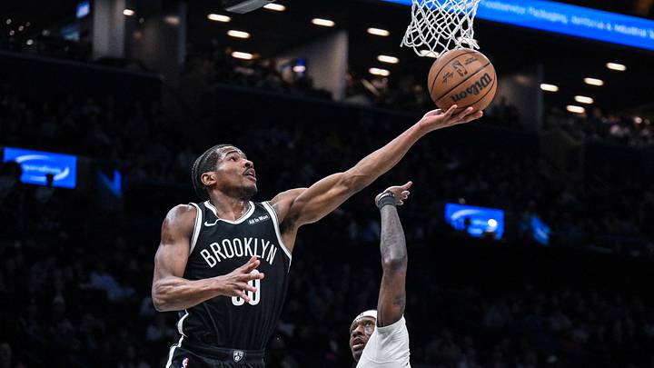 Mar 29, 2026; Brooklyn, New York, USA; Brooklyn Nets guard Ochai Agbaji (30) shoots the ball while defended by Sacramento Kings guard/forward Daeqwon Plowden (29) during the first half at Barclays Center. Mandatory Credit: John Jones-Imagn Images Mar 29, 2026; Brooklyn, New York, USA; Brooklyn Nets guard Ochai Agbaji (30) shoots the ball while defended by Sacramento Kings guard/forward Daeqwon Plowden (29) during the first half at Barclays Center. Mandatory Credit: John Jones-Imagn Images