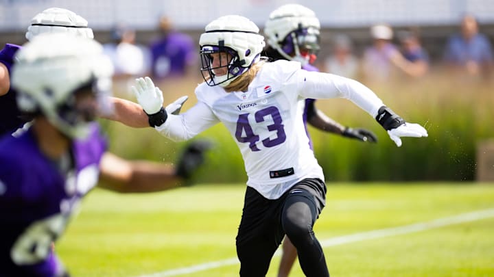 Vikings OLB Andrew Van Ginkel at a training camp practice. Vikings OLB Andrew Van Ginkel at a training camp practice.
