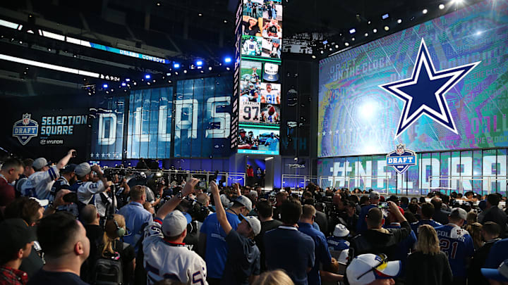Dallas Cowboys fans wait for the No. 19 pick in the first round of the NFL Draft at AT&T Stadium. 