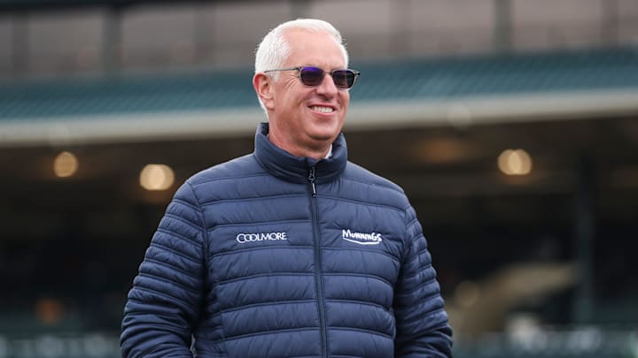 Trainer Todd Pletcher smiles after greets Leslie's Rose won the Central Bank Ashland Stakes in the ninth race of first day of the 2024 Spring Meet in Lexington, Ky. April 5, 2024 Trainer Todd Pletcher smiles after greets Leslie's Rose won the Central Bank Ashland Stakes in the ninth race of first day of the 2024 Spring Meet in Lexington, Ky. April 5, 2024