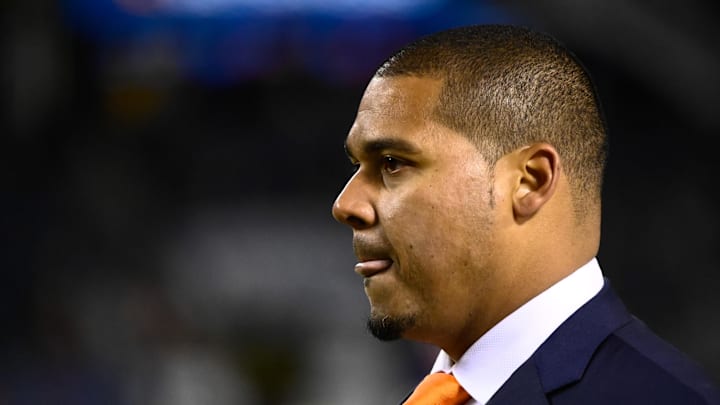 Chicago Bears GM Ryan Poles contemplates his latest tame transaction. Chicago Bears GM Ryan Poles contemplates his latest tame transaction.