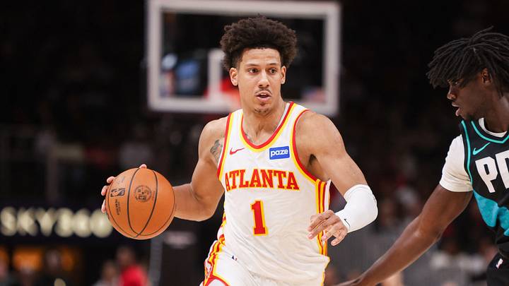 Mar 1, 2026; Atlanta, Georgia, USA; Atlanta Hawks forward Jalen Johnson (1) dribbles against the Portland Trail Blazers in the third quarter at State Farm Arena. Mandatory Credit: Brett Davis-Imagn Images Mar 1, 2026; Atlanta, Georgia, USA; Atlanta Hawks forward Jalen Johnson (1) dribbles against the Portland Trail Blazers in the third quarter at State Farm Arena. Mandatory Credit: Brett Davis-Imagn Images
