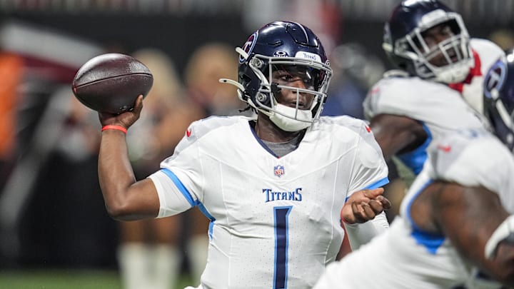 Tennessee Titans quarterback Cameron Ward passes the ball against the Atlanta Falcons. Mandatory Credit: Dale Zanine-Imagn Images Tennessee Titans quarterback Cameron Ward passes the ball against the Atlanta Falcons. Mandatory Credit: Dale Zanine-Imagn Images