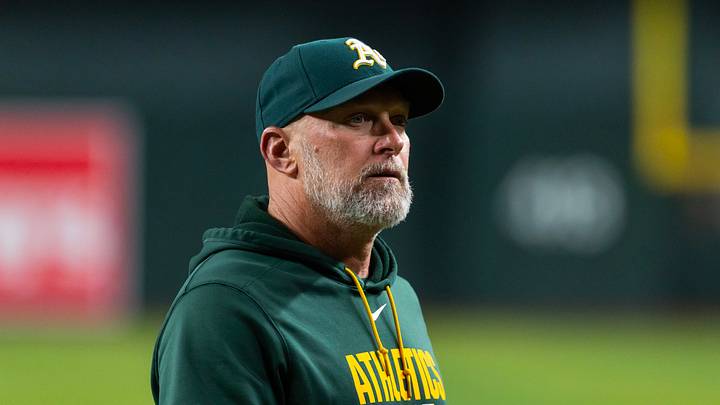 Jul 21, 2026; Phoenix, Arizona, USA; Athletics manager Mark Kotsay against the Arizona Diamondbacks at Chase Field. Mandatory Credit: Mark J. Rebilas-Imagn Images