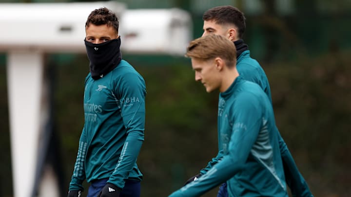 Arsenal FC Training Session And Press Conference - UEFA Champions League 2023/24