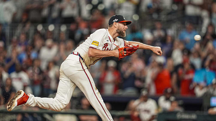 Chris Sale throws a pitch during the first half of the 2025 MLB season.