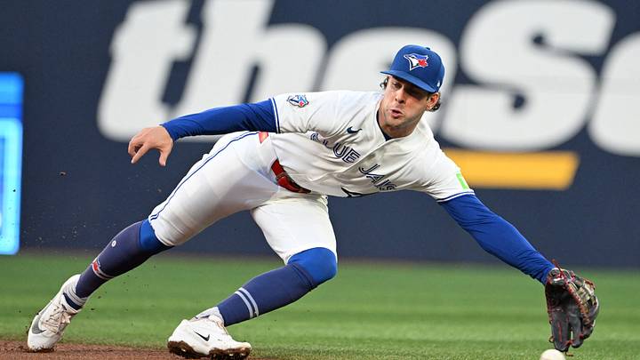 Toronto Blue Jays second baseman Ernie Clement (22). Mandatory Credit: Dan Hamilton-Imagn Images Toronto Blue Jays second baseman Ernie Clement (22). Mandatory Credit: Dan Hamilton-Imagn Images
