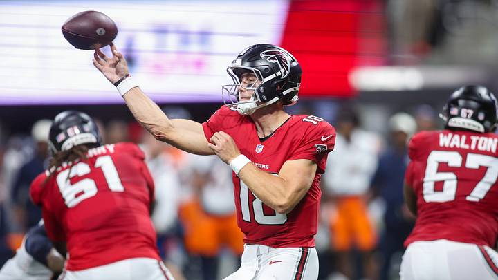 Aug 14, 2026; Atlanta, Georgia, USA; Atlanta Falcons quarterback Jack Strand (18) throws a pass against the Denver Broncos in the fourth quater at Mercedes-Benz Stadium. Mandatory Credit: Brett Davis-Imagn Images Aug 14, 2026; Atlanta, Georgia, USA; Atlanta Falcons quarterback Jack Strand (18) throws a pass against the Denver Broncos in the fourth quater at Mercedes-Benz Stadium. Mandatory Credit: Brett Davis-Imagn Images