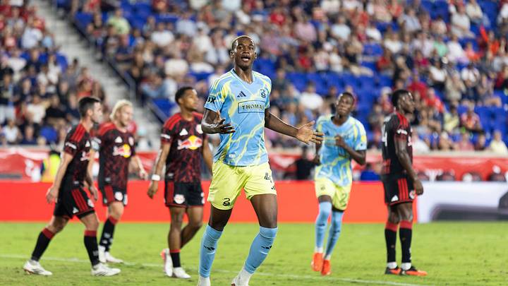 Neil Pierre celebrates a goal for Philadelphia Union against New York Red Bulls. Neil Pierre celebrates a goal for Philadelphia Union against New York Red Bulls.
