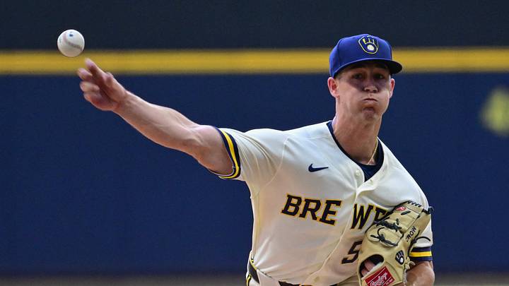 Jun 4, 2026; Milwaukee, Wisconsin, USA;  Milwaukee Brewers starting pitcher Coleman Crow (57) throws a pitch in the first inning against the San Francisco Giants at American Family Field. Mandatory Credit: Benny Sieu-Imagn Images