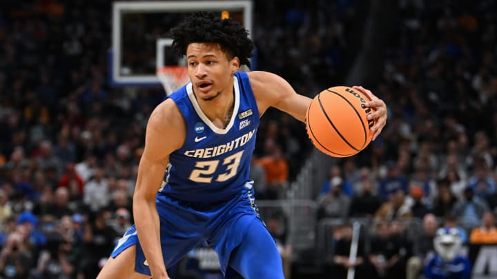 Mar 29, 2024; Detroit, MN, USA; Creighton Bluejays guard Trey Alexander (23) plays the ball in the first half against the Tennessee Volunteers during the NCAA Tournament Midwest Regional at Little Caesars Arena. Mandatory Credit: Lon Horwedel-USA TODAY Sports Mar 29, 2024; Detroit, MN, USA; Creighton Bluejays guard Trey Alexander (23) plays the ball in the first half against the Tennessee Volunteers during the NCAA Tournament Midwest Regional at Little Caesars Arena. Mandatory Credit: Lon Horwedel-USA TODAY Sports