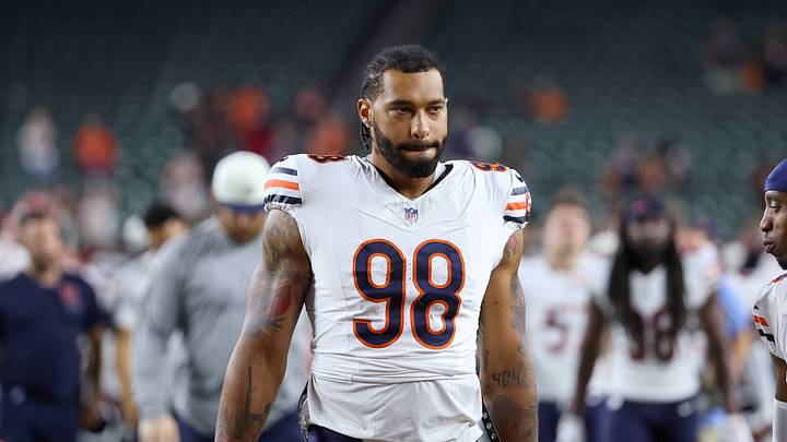Chicago Bears DE Montez Sweat after a preseason game at Paycor Stadium. Mandatory Credit: Joseph Maiorana-Imagn Images Chicago Bears DE Montez Sweat after a preseason game at Paycor Stadium. Mandatory Credit: Joseph Maiorana-Imagn Images