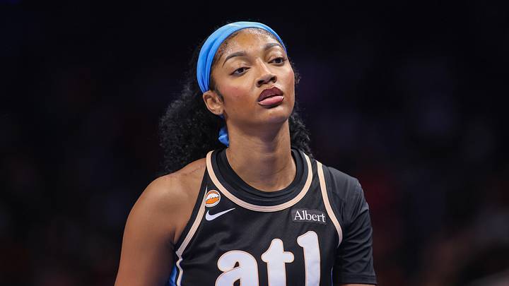 May 17, 2026; Atlanta, Georgia, USA; Atlanta Dream forward Angel Reese (5) comes out of a game against the Las Vegas Aces in the first quarter at State Farm Arena. Mandatory Credit: Brett Davis-Imagn Images
