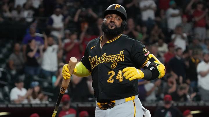 May 5, 2026; Phoenix, Arizona, USA; Pittsburgh Pirates designated hitter Marcell Ozuna (24) reacts after striking out against the Arizona Diamondbacks in the ninth inning at Chase Field. Mandatory Credit: Rick Scuteri-Imagn Images May 5, 2026; Phoenix, Arizona, USA; Pittsburgh Pirates designated hitter Marcell Ozuna (24) reacts after striking out against the Arizona Diamondbacks in the ninth inning at Chase Field. Mandatory Credit: Rick Scuteri-Imagn Images