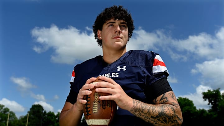 Dandy Dozen top football recruit selection for 2025 TSSAA season, Nashville Christian quarterback Jared Curtis Wednesday, June 19, 2025, in Nashville, Tenn.