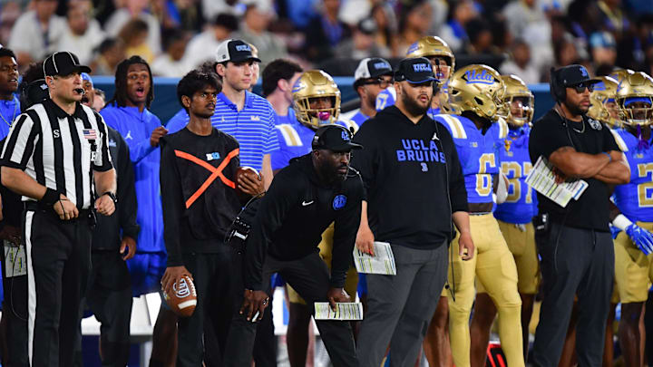 UCLA Bruins head coach DeShaun Foster  Mandatory Credit: Gary A. Vasquez-Imagn Images