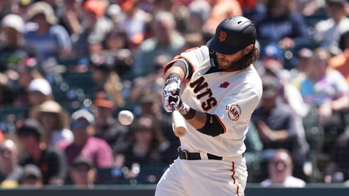 May 29, 2023; San Francisco, California, USA; San Francisco Giants shortstop Brandon Crawford (35)