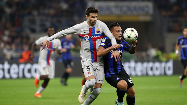 Piqué contra Lautaro Martínez. UEFA Champions League