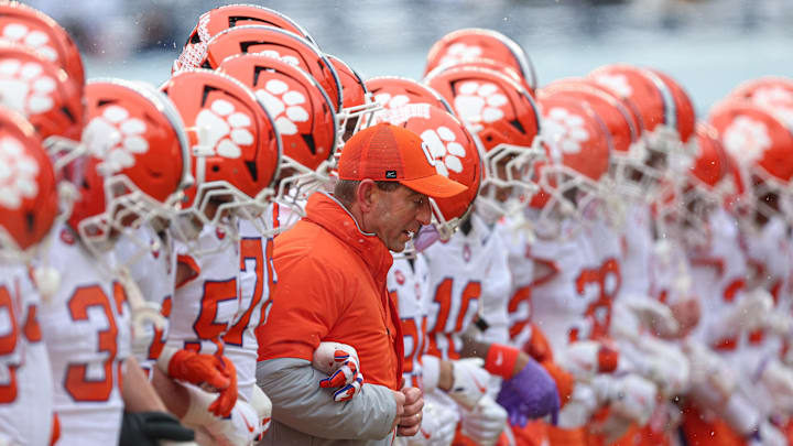 Dabo Swinney speaks during Clemson’s first offseason media availability, reflecting on the struggles of the 2025 season.