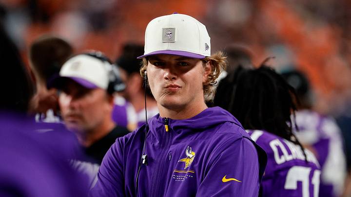 Aug 28, 2026; Denver, Colorado, USA; Minnesota Vikings quarterback J.J. McCarthy (9) looks on in the second quarter against the Denver Broncos at Empower Field at Mile High. Mandatory Credit: Isaiah J. Downing-Imagn Images Aug 28, 2026; Denver, Colorado, USA; Minnesota Vikings quarterback J.J. McCarthy (9) looks on in the second quarter against the Denver Broncos at Empower Field at Mile High. Mandatory Credit: Isaiah J. Downing-Imagn Images